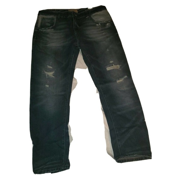 Zara Basic Denim Heritage Z1975 Distressed Straight Jeans Size 10‎ - Picture 1 of 11